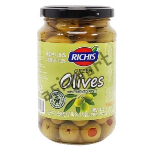 리치스 그린올리브홀 green olives with pimento paste 365g